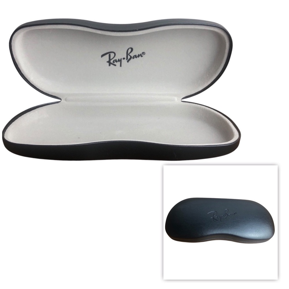 RAY-BAN EYEGLASSES SUNGLASSES Black LEATHER CLAMSHELL HARD CASE ONLY unisex